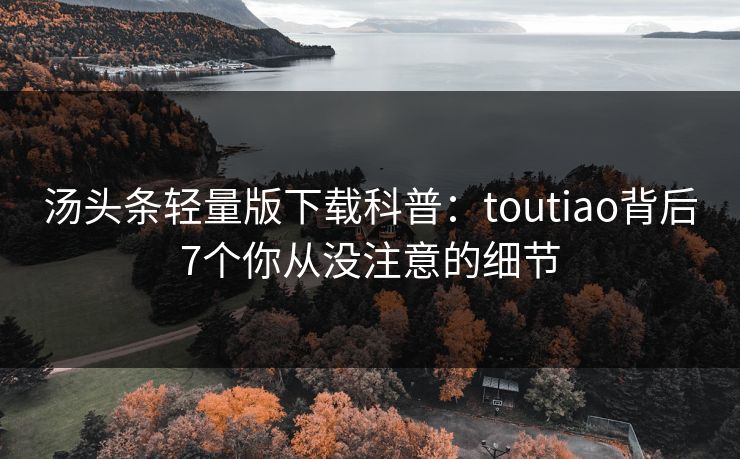 汤头条轻量版下载科普：toutiao背后7个你从没注意的细节