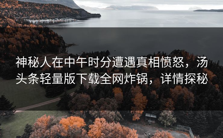 神秘人在中午时分遭遇真相愤怒，汤头条轻量版下载全网炸锅，详情探秘