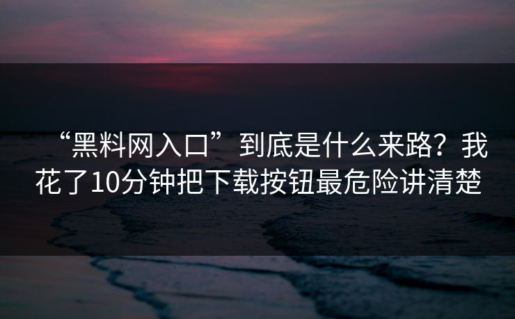 “黑料网入口”到底是什么来路?我花了10分钟把下载按钮最危险讲清楚 “黑料网入口”到底是什么来路?我花了10分钟把下载按钮最危险讲清楚